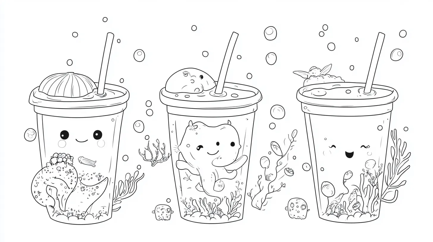 image de coloriage Bubble Tea pour enfant