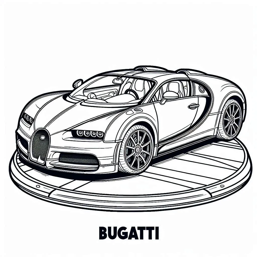 coloriage Bugatti et decoupage