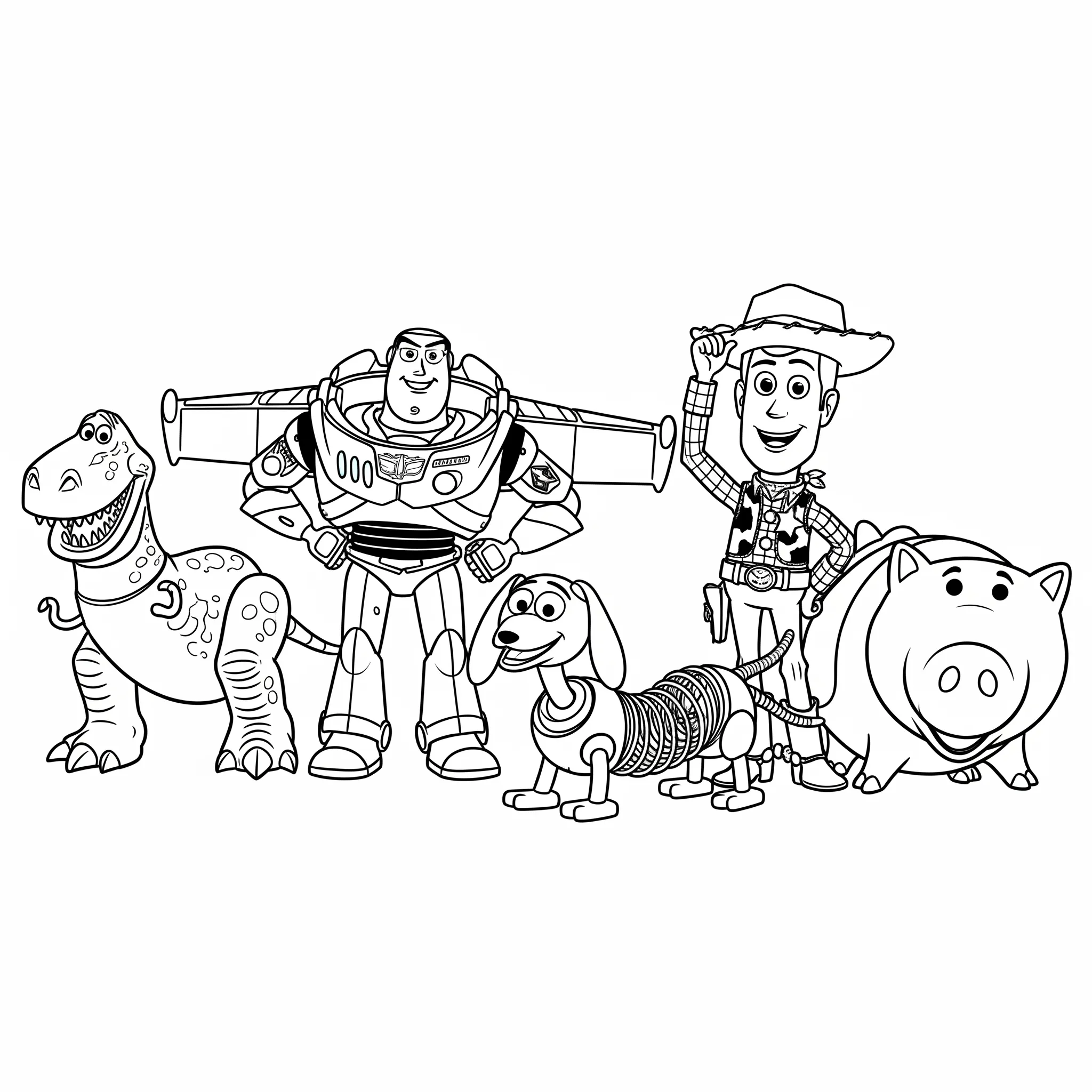 coloriage Buzz et les jouets préférés d’Andy pour enfant de 7 ans