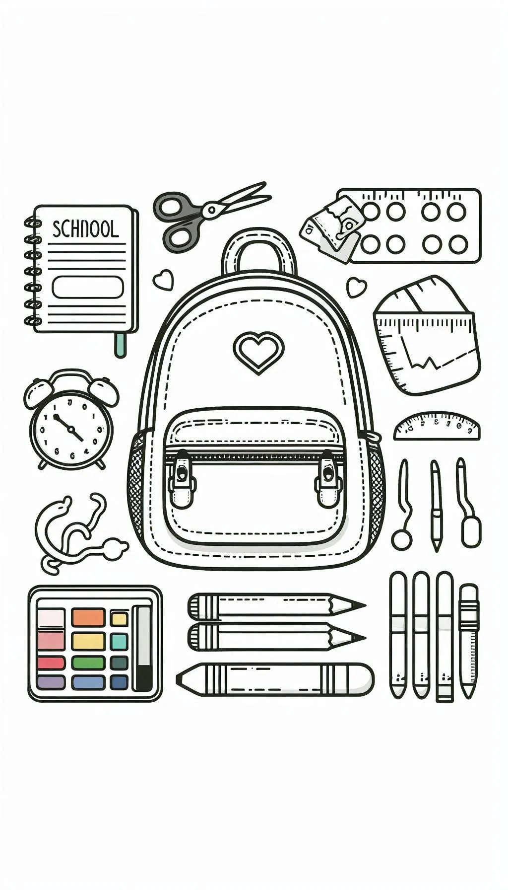 coloriage Cartable d'enfant a imprimer 1