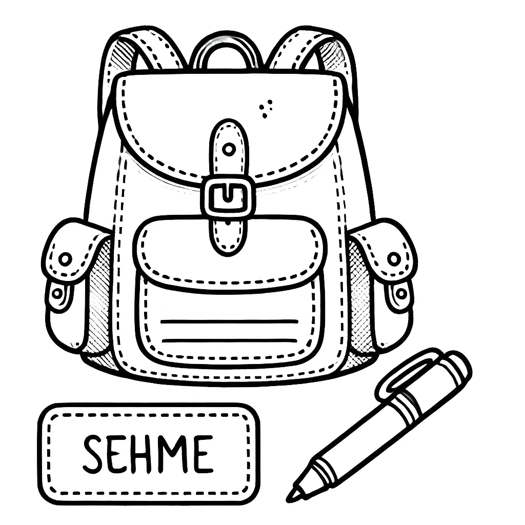 coloriage Cartable à imprimer pour enfant de 8 ans 1