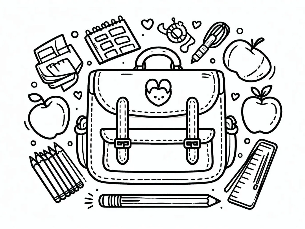 coloriage Cartable à imprimer pour enfant de 8 ans