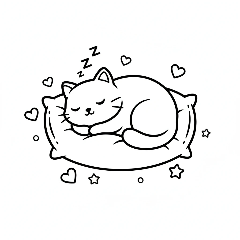 coloriage Chat Kawaii à imprimer pour enfant de 2 ans
