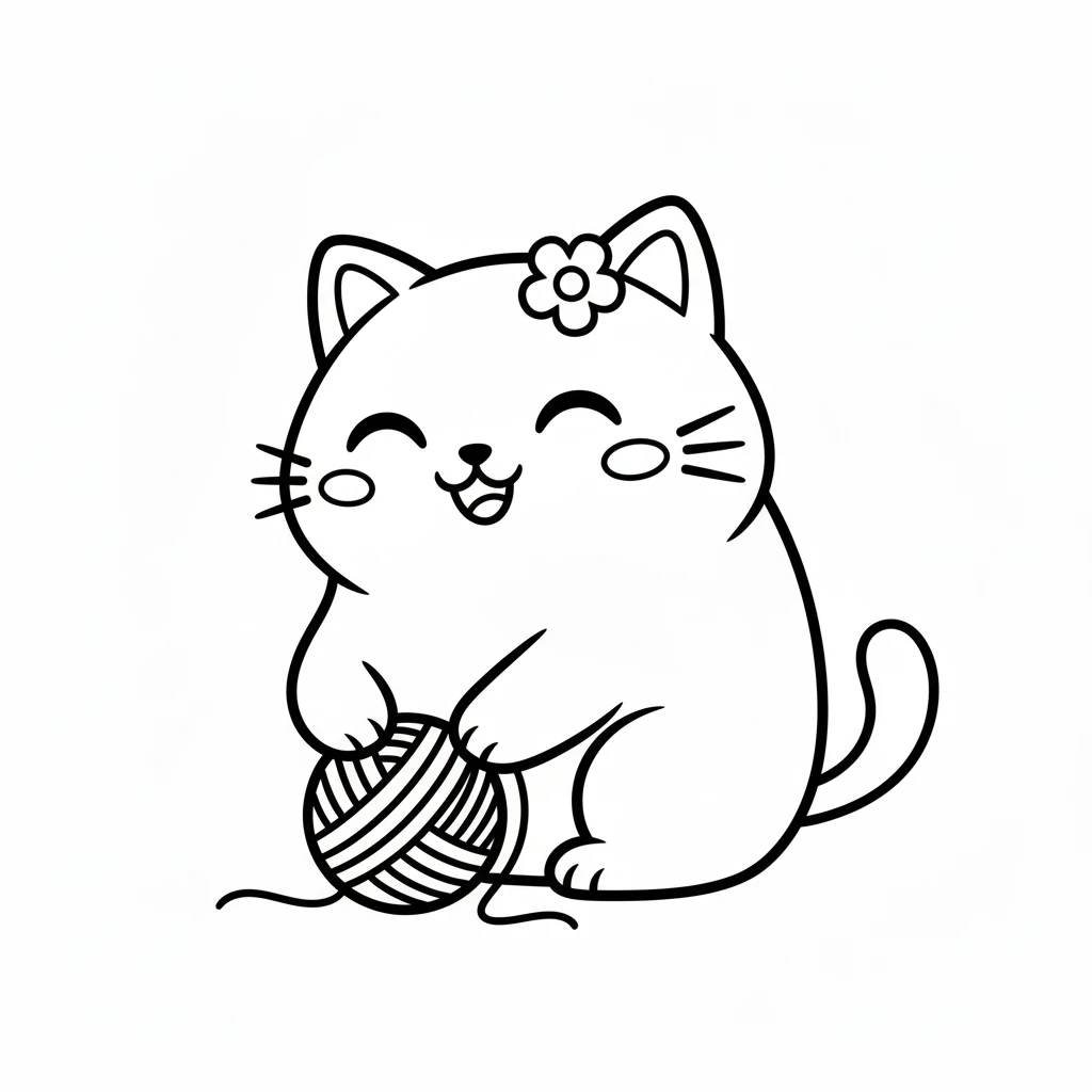 coloriage Chat Kawaii à imprimer pour enfant de 6 ans