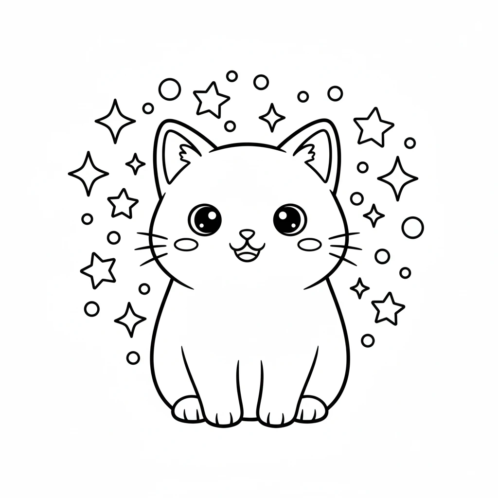 coloriage Chat Kawaii à imprimer pour enfant de 10 ans