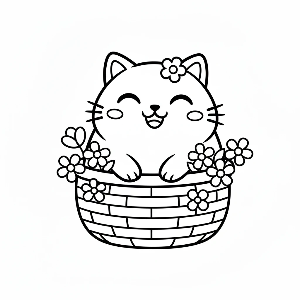coloriage Chat Kawaii pour enfant gratuit
