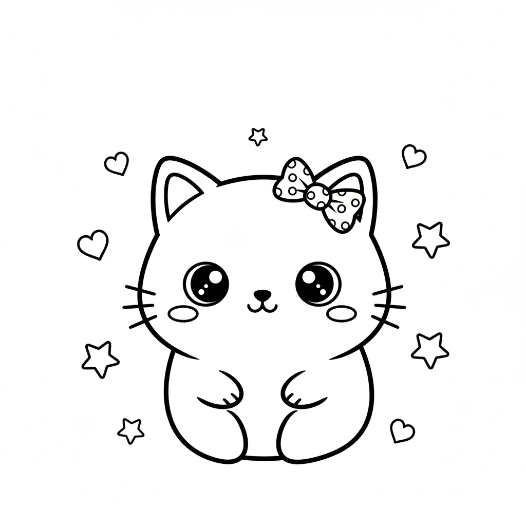 coloriage Chat Kawaii pour enfant a imprimer gratuit