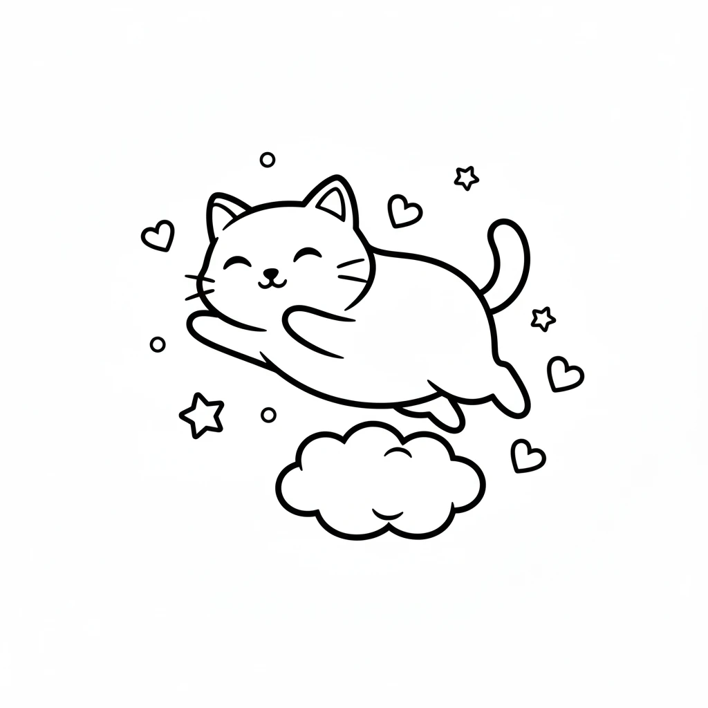 coloriage Chat Kawaii pour enfant a imprimer gratuit 1