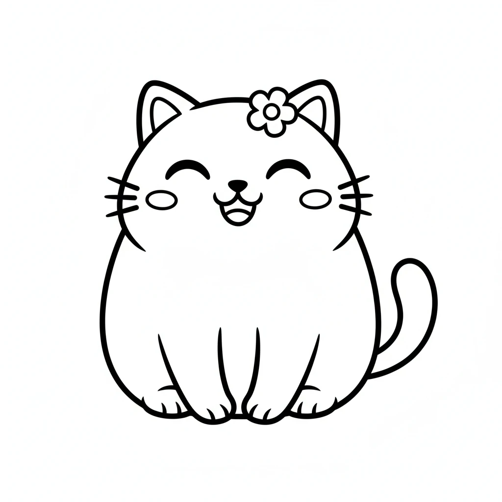 coloriage Chat Kawaii pour enfant de 6 ans