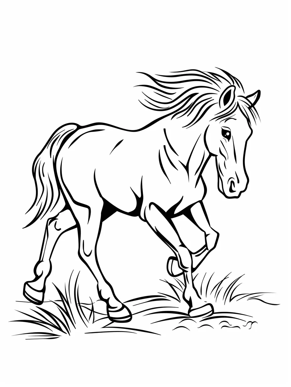 image pour coloriage Cheval enfant