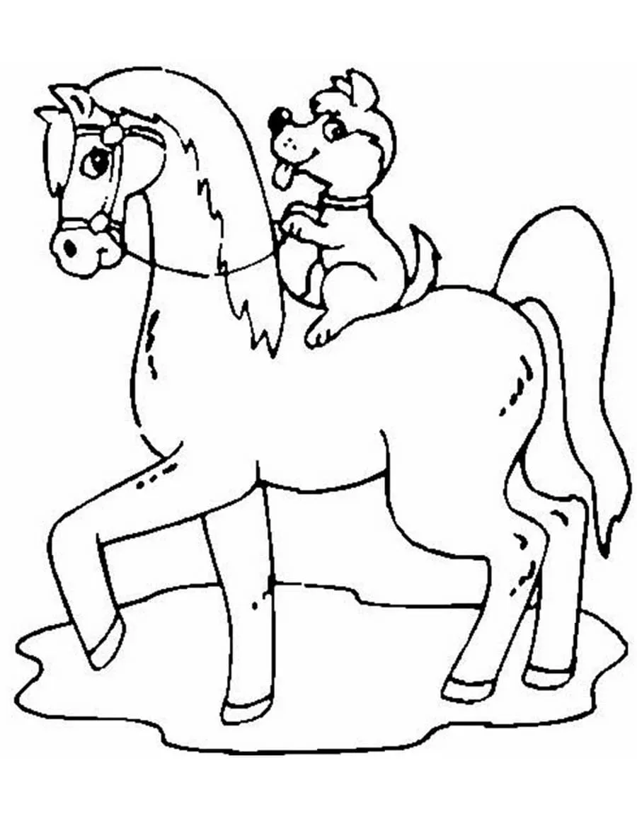 coloriage Chevaux d'enfant a imprimer