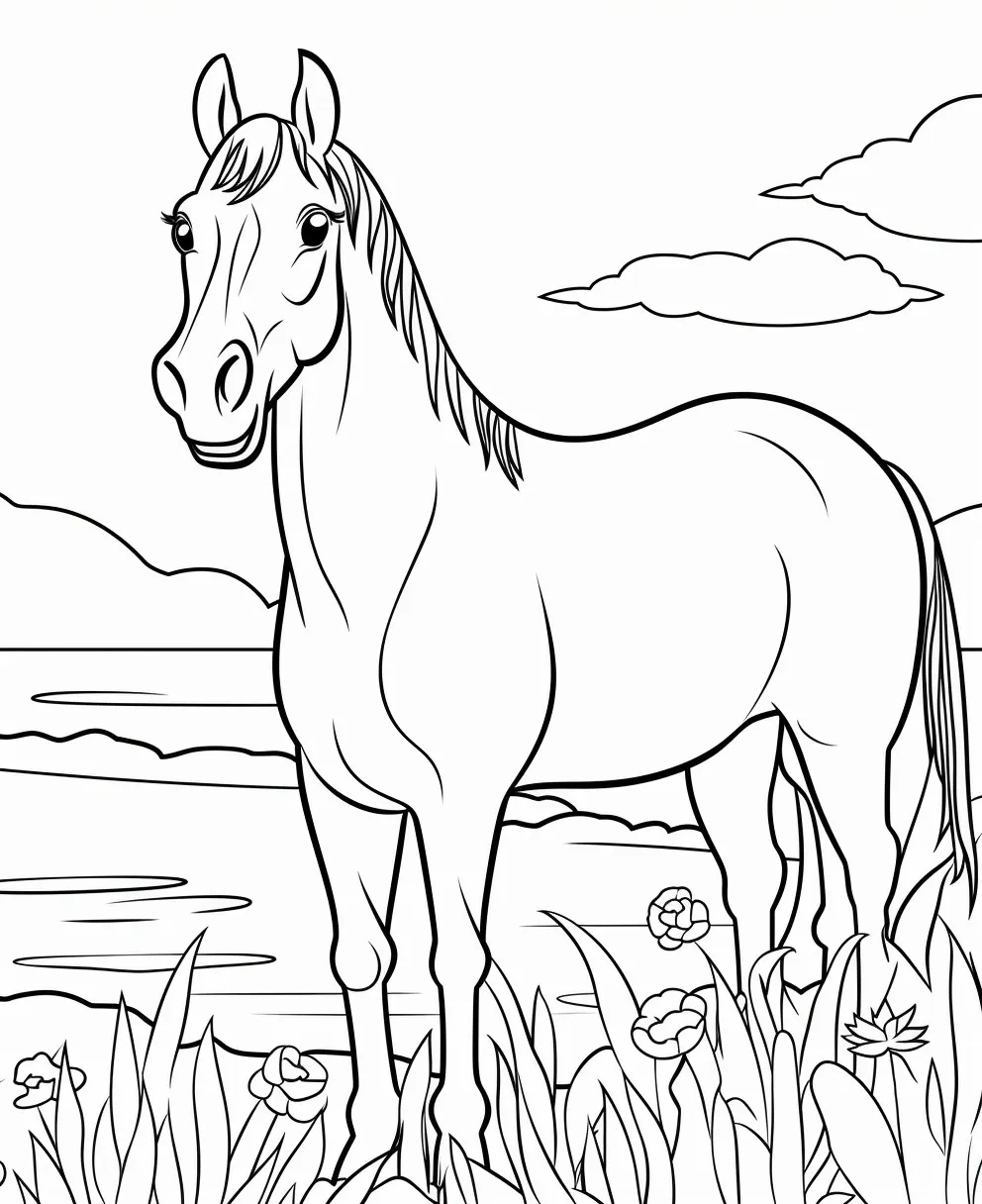 coloriage Chevaux à imprimer pour enfants 1