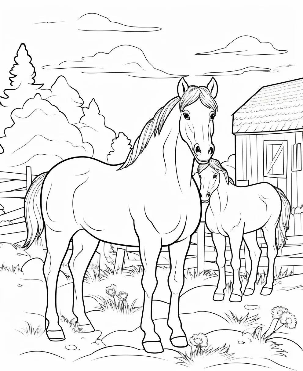 coloriage Chevaux de pour enfants