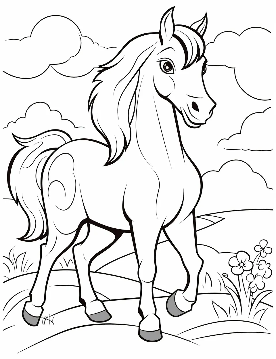 coloriage Chevaux à imprimer pour enfant de 4 ans