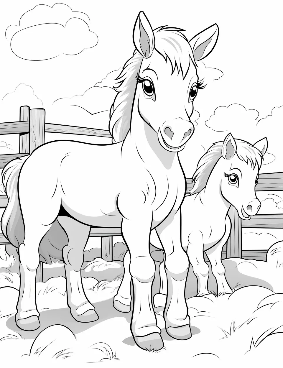 coloriage Chevaux à imprimer pour enfant de 7 ans 1