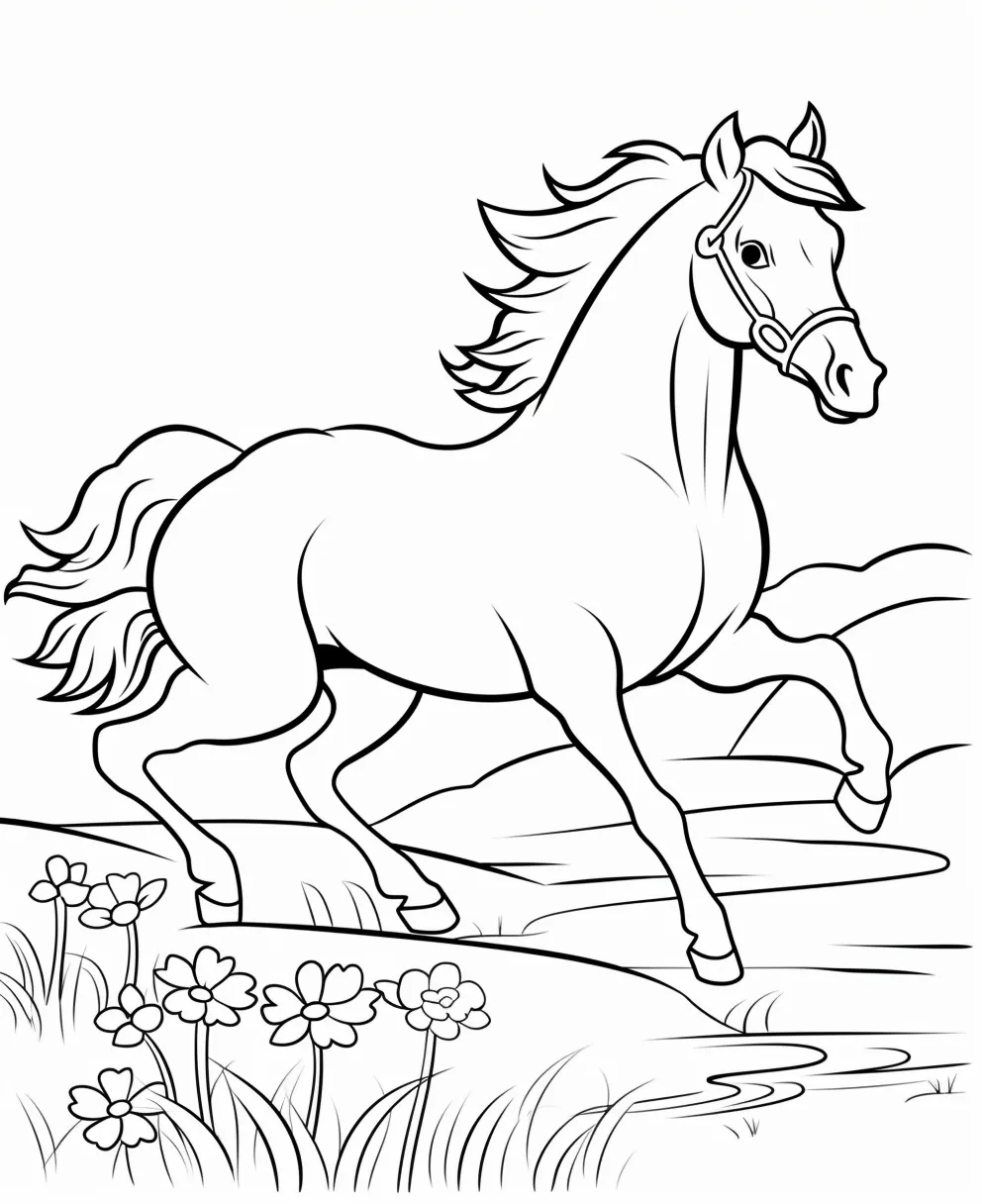 coloriage Chevaux gratuit a imprimer 1