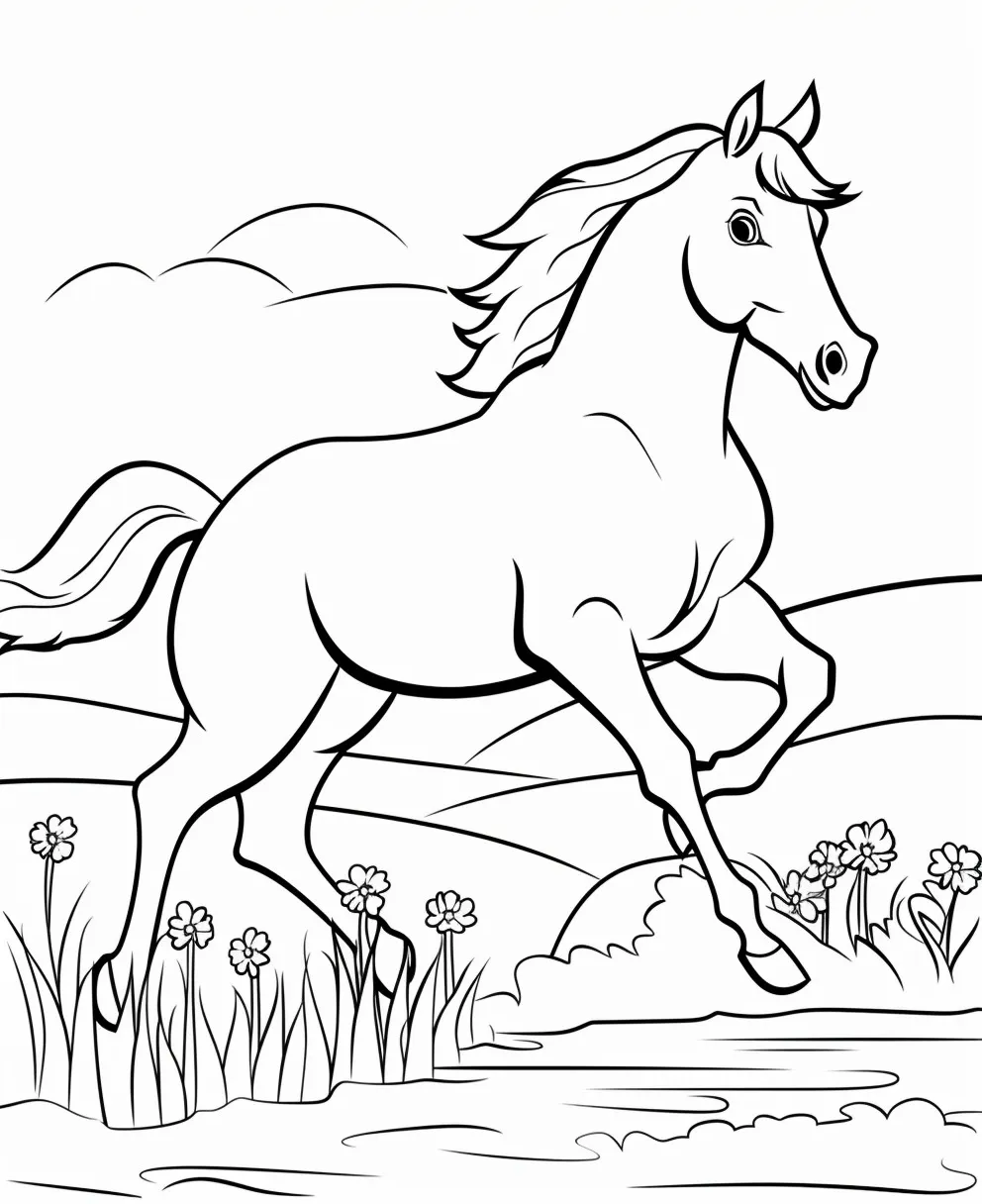 coloriage Chevaux a imprimer pour enfant de 4 ans 1