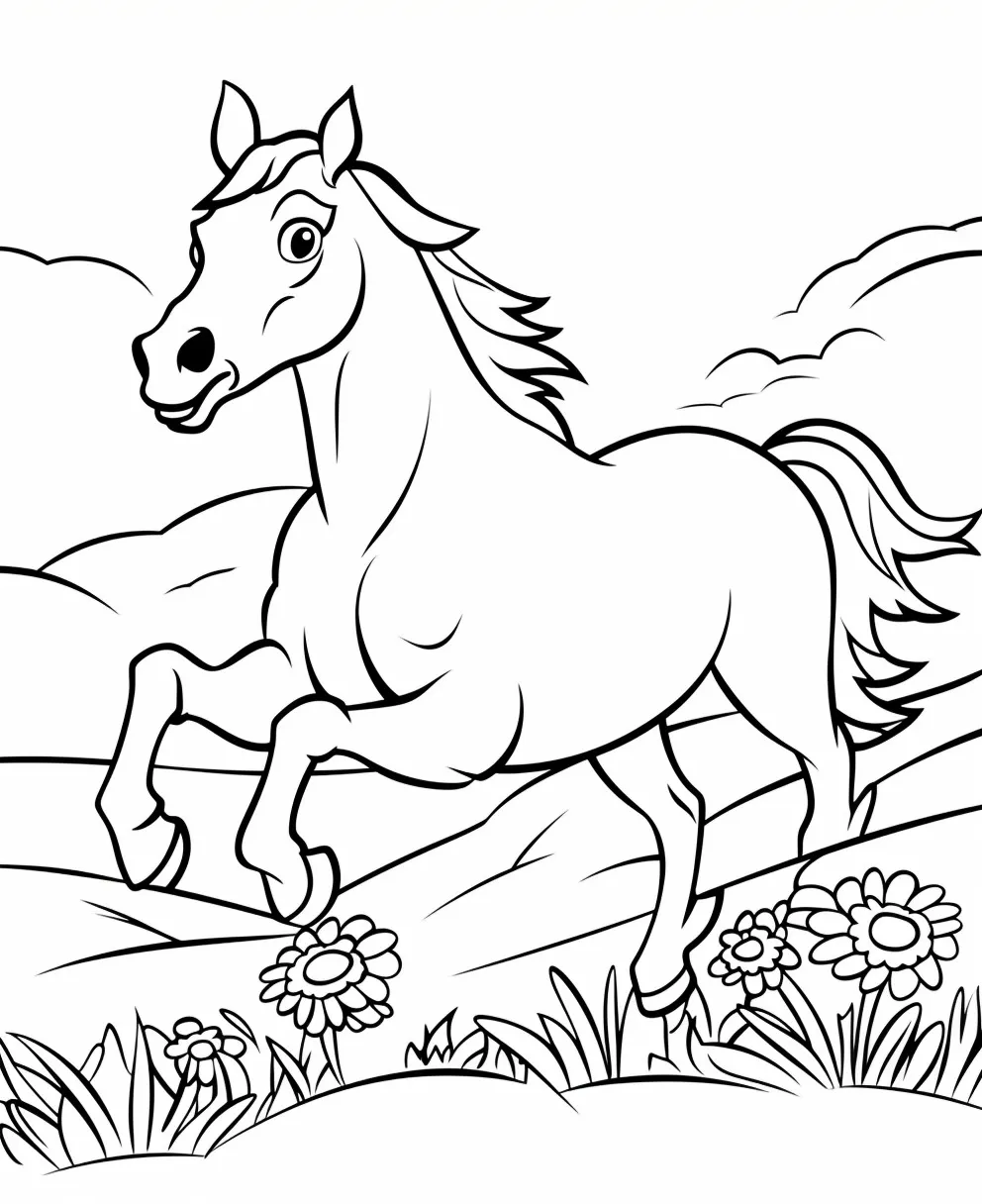 coloriage Chevaux à imprimer pour enfant de 10 ans 1