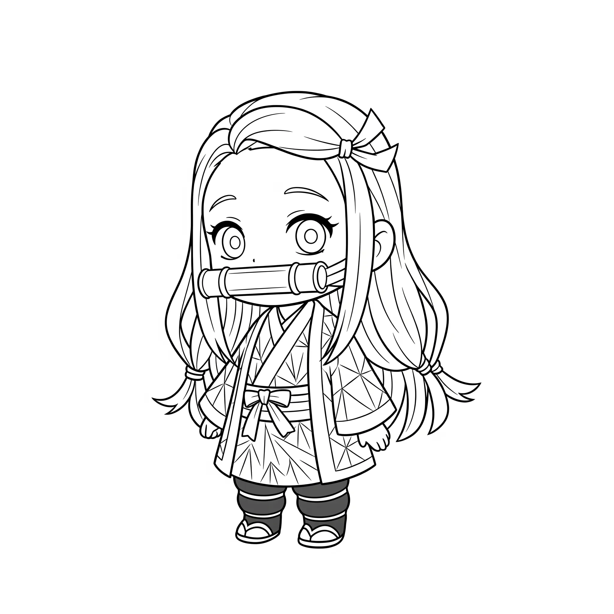 coloriage Chibi Nezuko dans sa forme normale pour enfants à imprimer