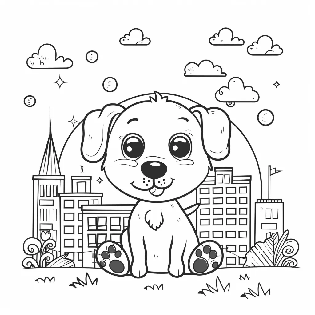 coloriage Chien à imprimer kawaii