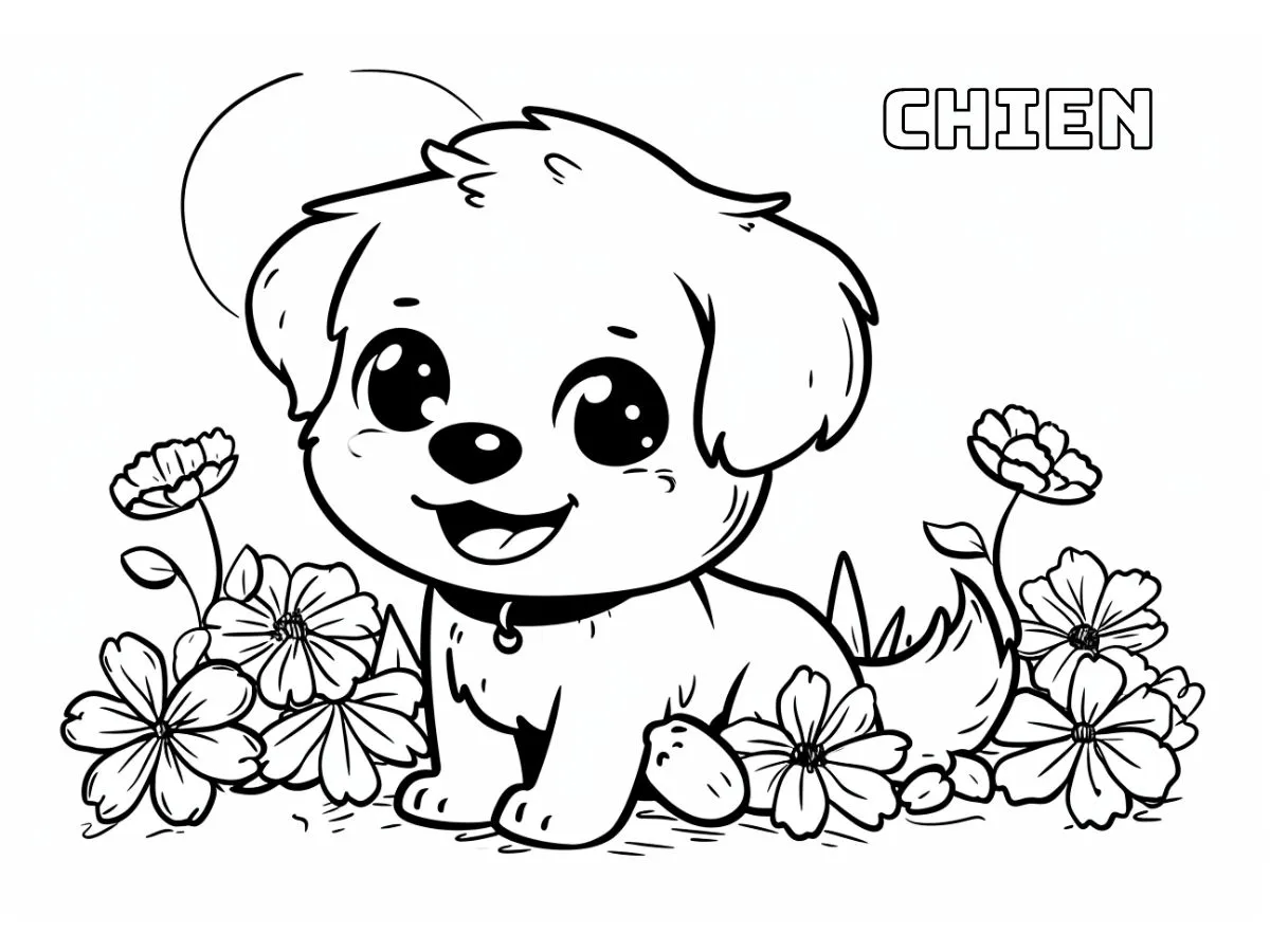 coloriage Chien et découpage à imprimer