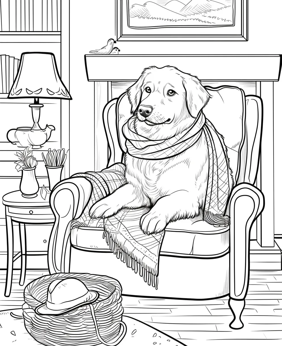 coloriage Chien et découpage à imprimer 2