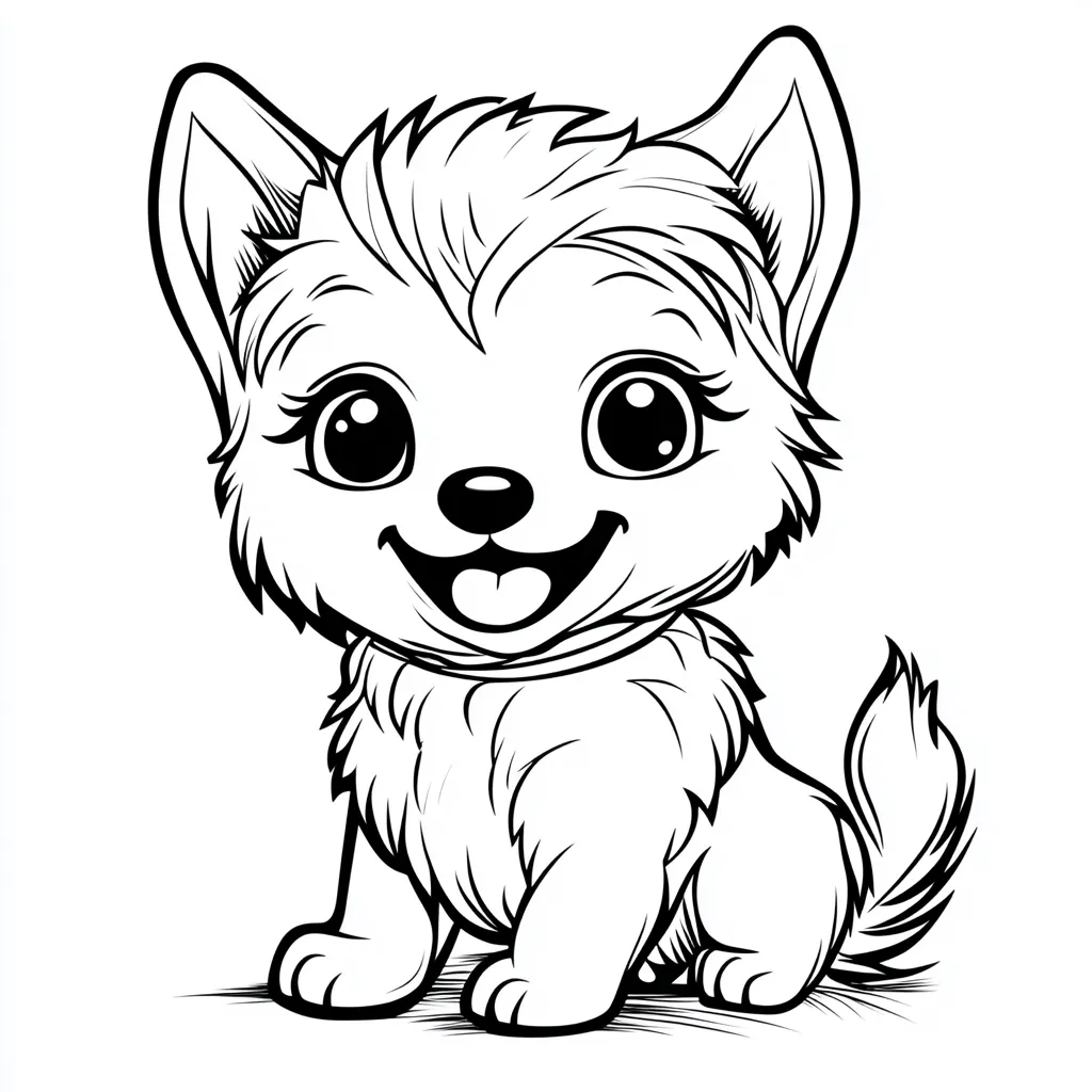 coloriage Chien Kawaii pour enfants a imprimer gratuit