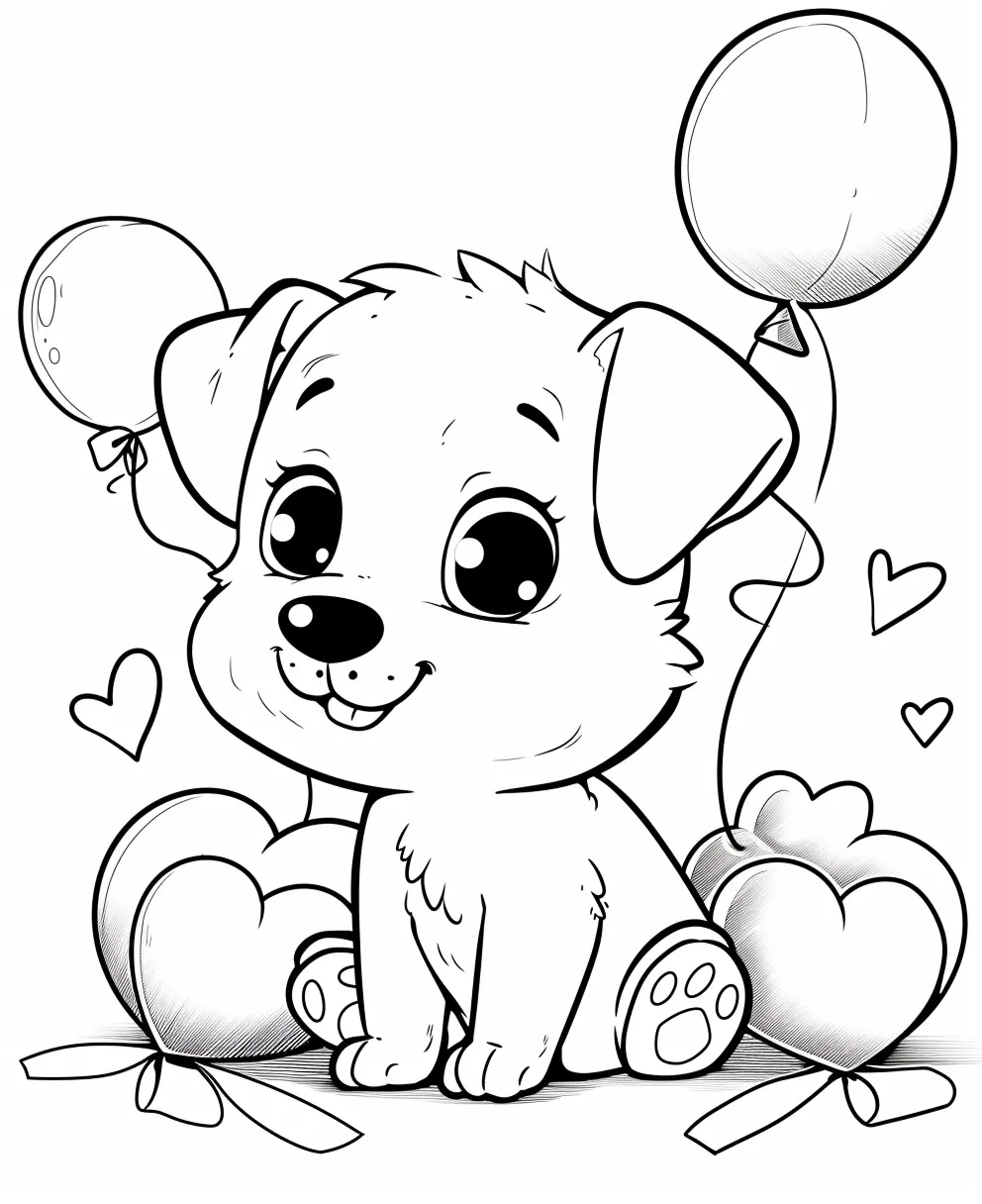 coloriage Chien Kawaii pour enfant de 3 ans