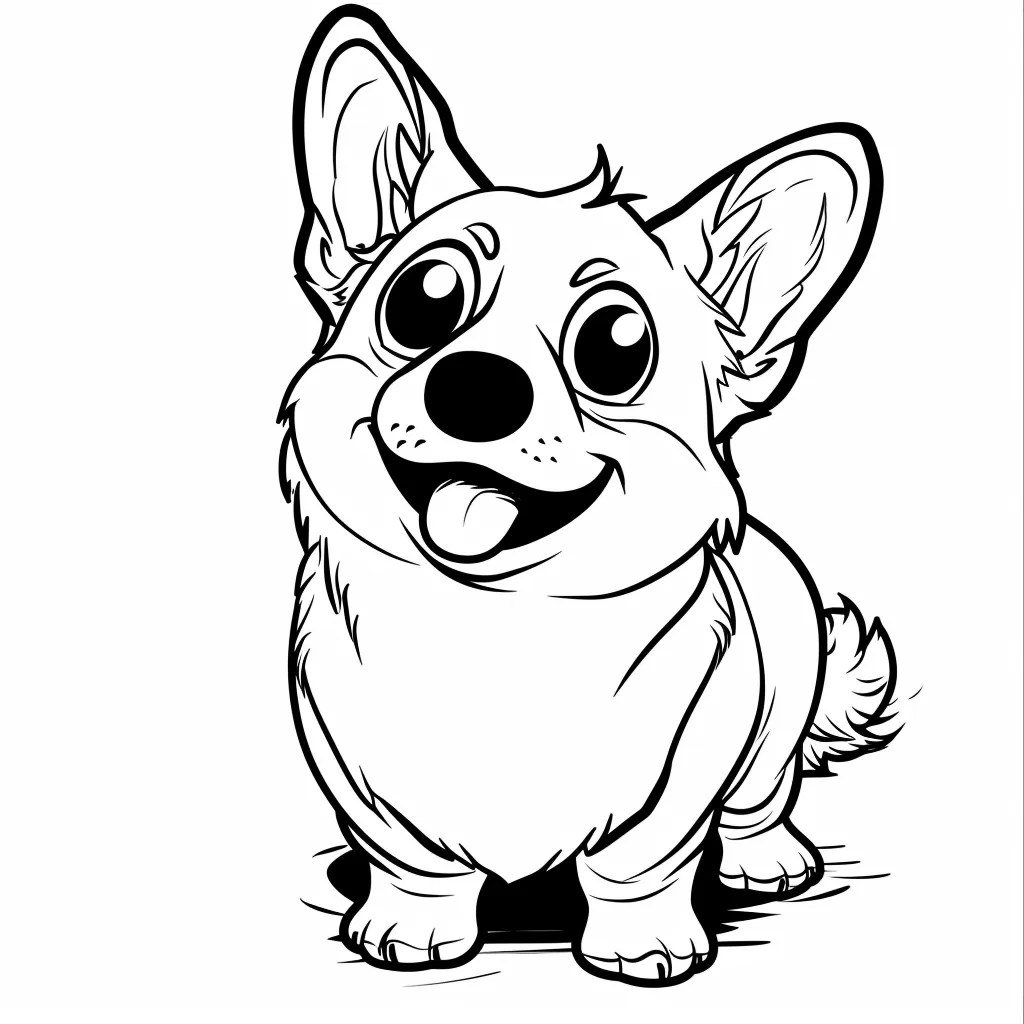 image de coloriage Chien Kawaii pour enfant