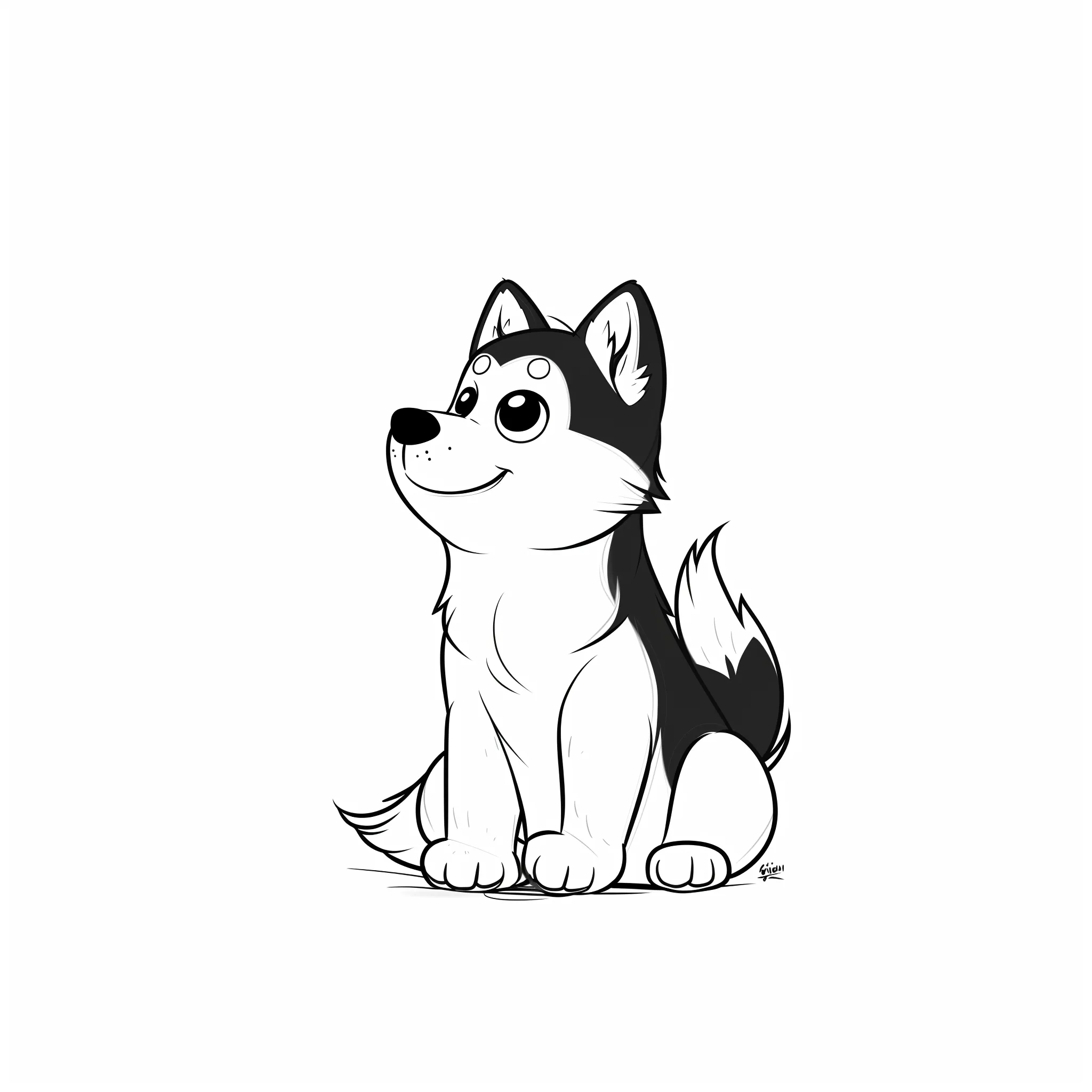 coloriage Chien Kawaii pour enfant à imprimer