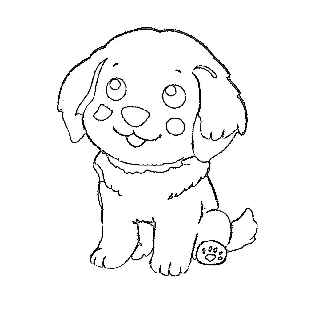 coloriage Chien Kawaii pour enfant de 7 ans