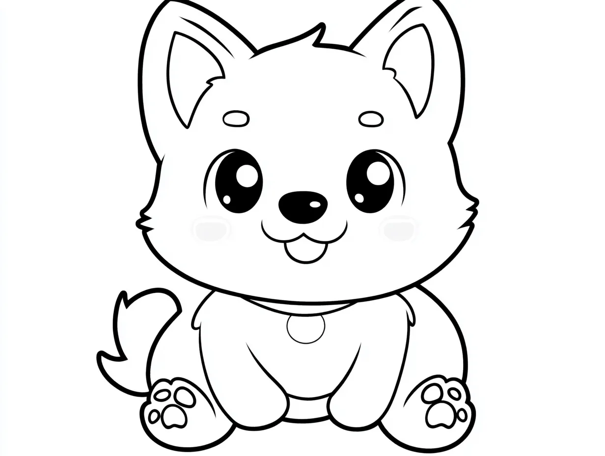 coloriage Chien Kawaii à imprimer pour enfant de 8 ans