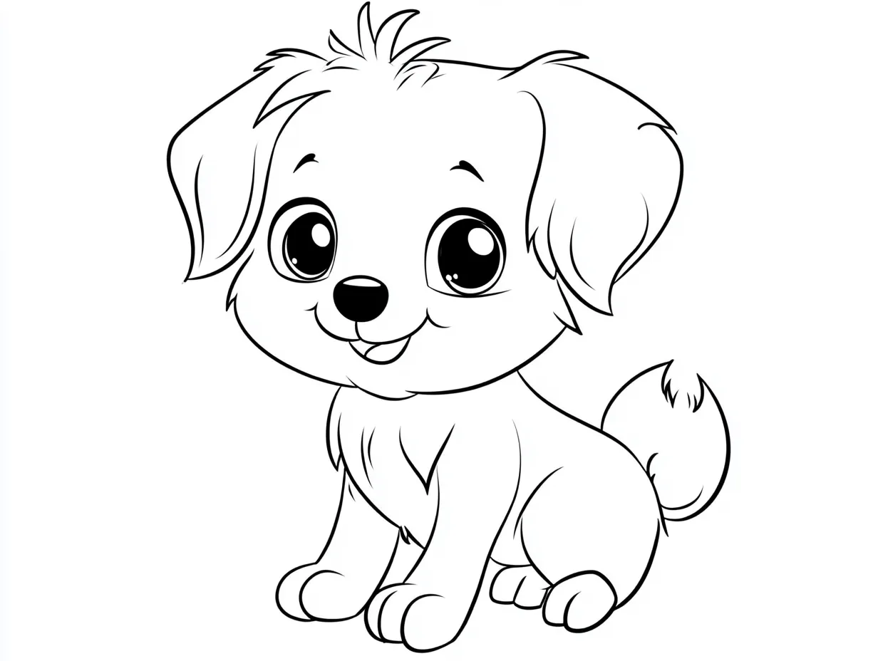 coloriage Chien Kawaii à imprimer pour enfant de 2 ans 1