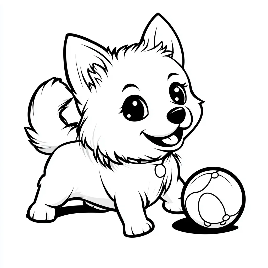 coloriage Chien Kawaii à imprimer pour enfant de 9 ans