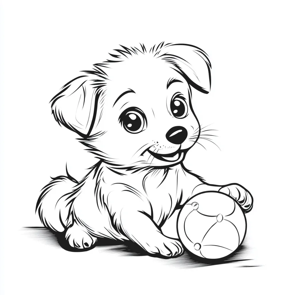 image de coloriage Chien Kawaii pour enfant 1