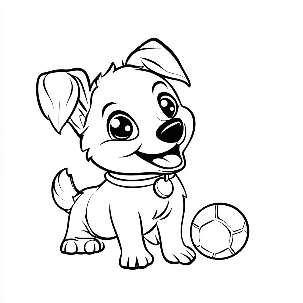 coloriage Chien Kawaii à imprimer pour enfants