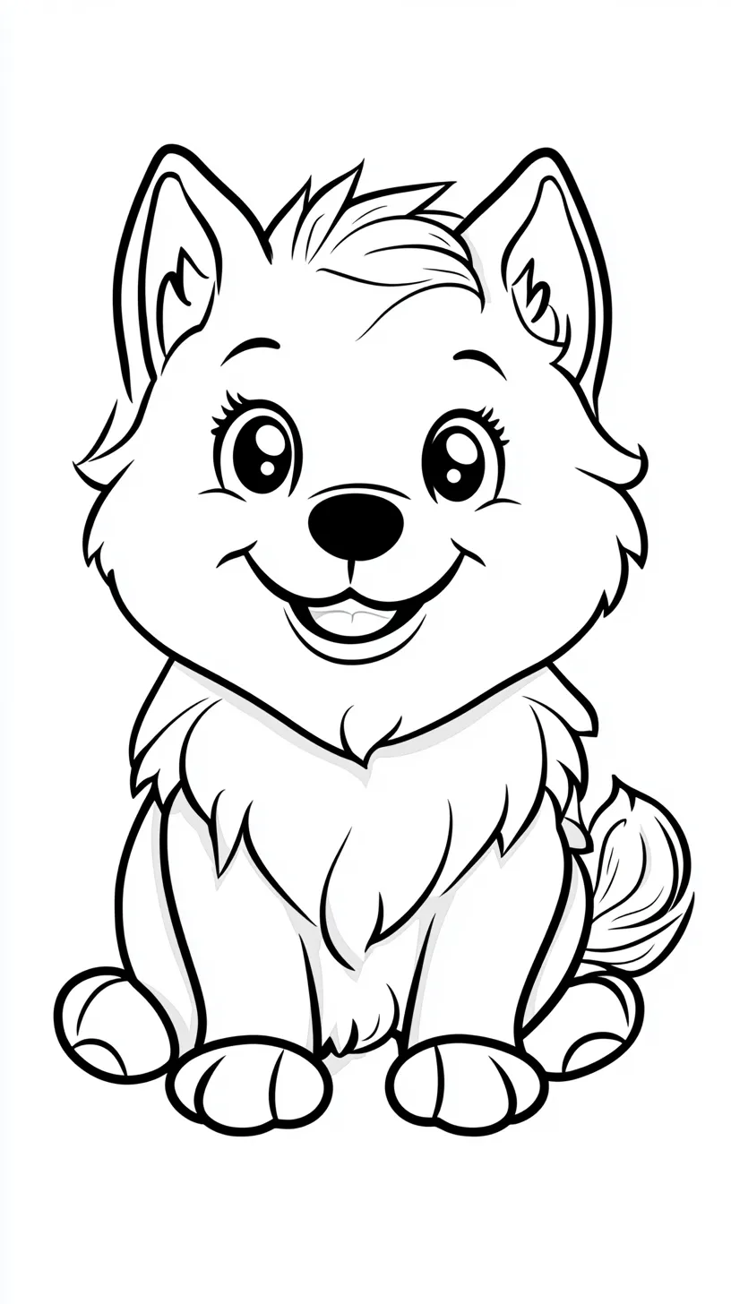 imprimer coloriage Chien Kawaii pour enfant