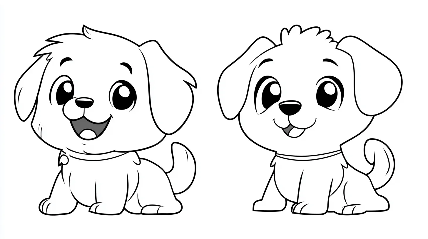 coloriage Chien Kawaii à imprimer pour enfant de 4 ans