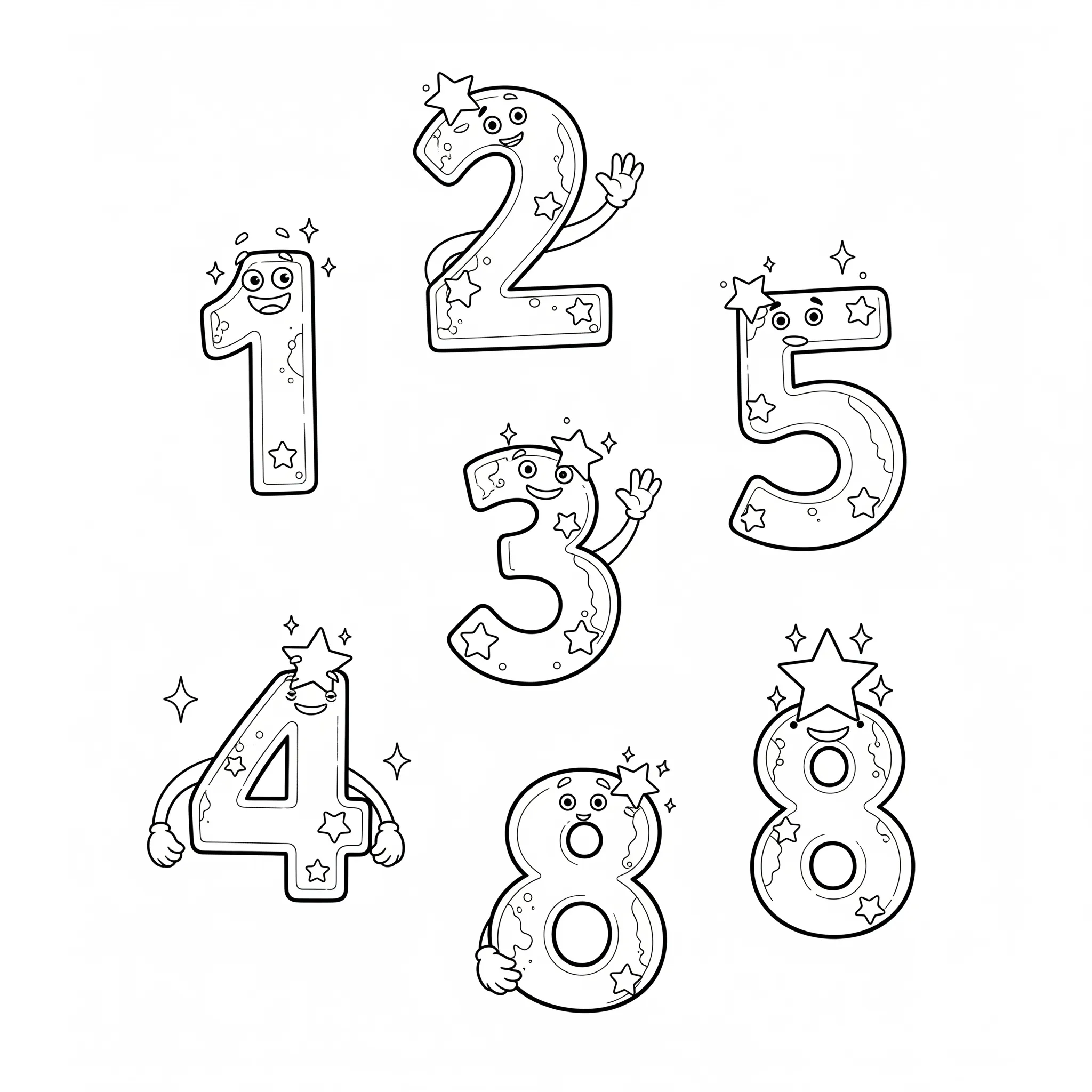 coloriage Chiffres Magiques et Étoiles gratuit pour enfants