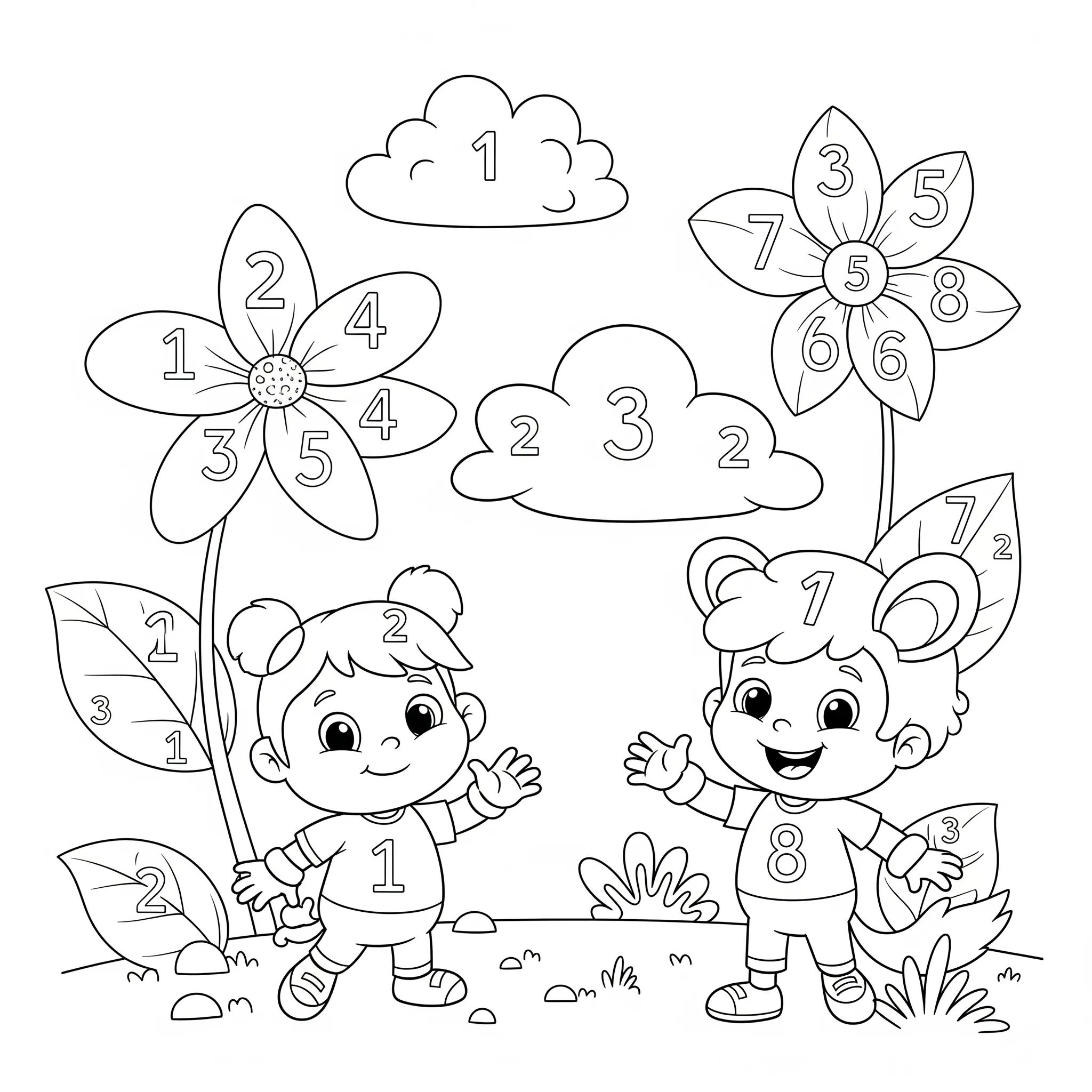 coloriage Chiffres dans la Nature a colorier en ligne gratuitement