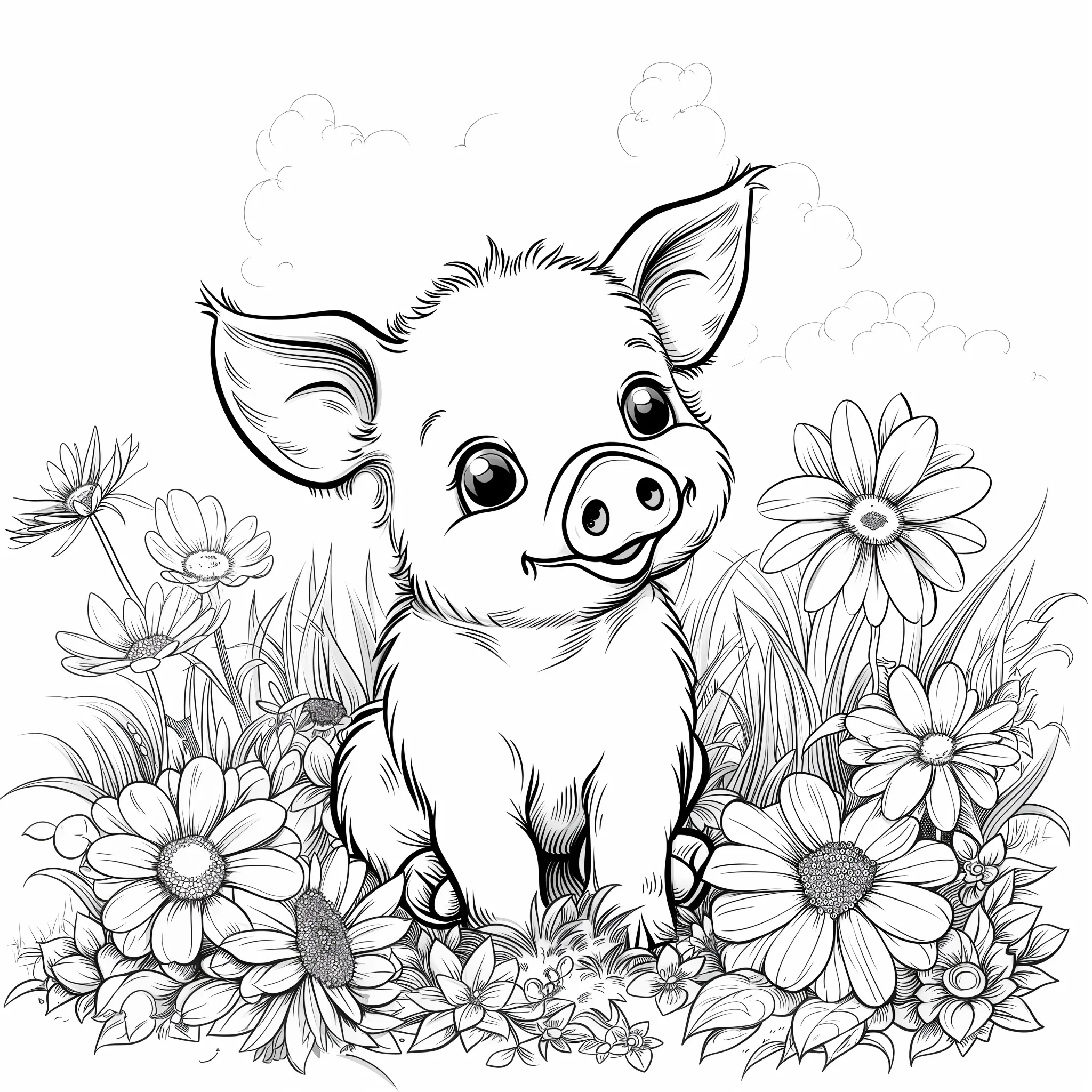 coloriage Cochon pour enfant de 2 ans