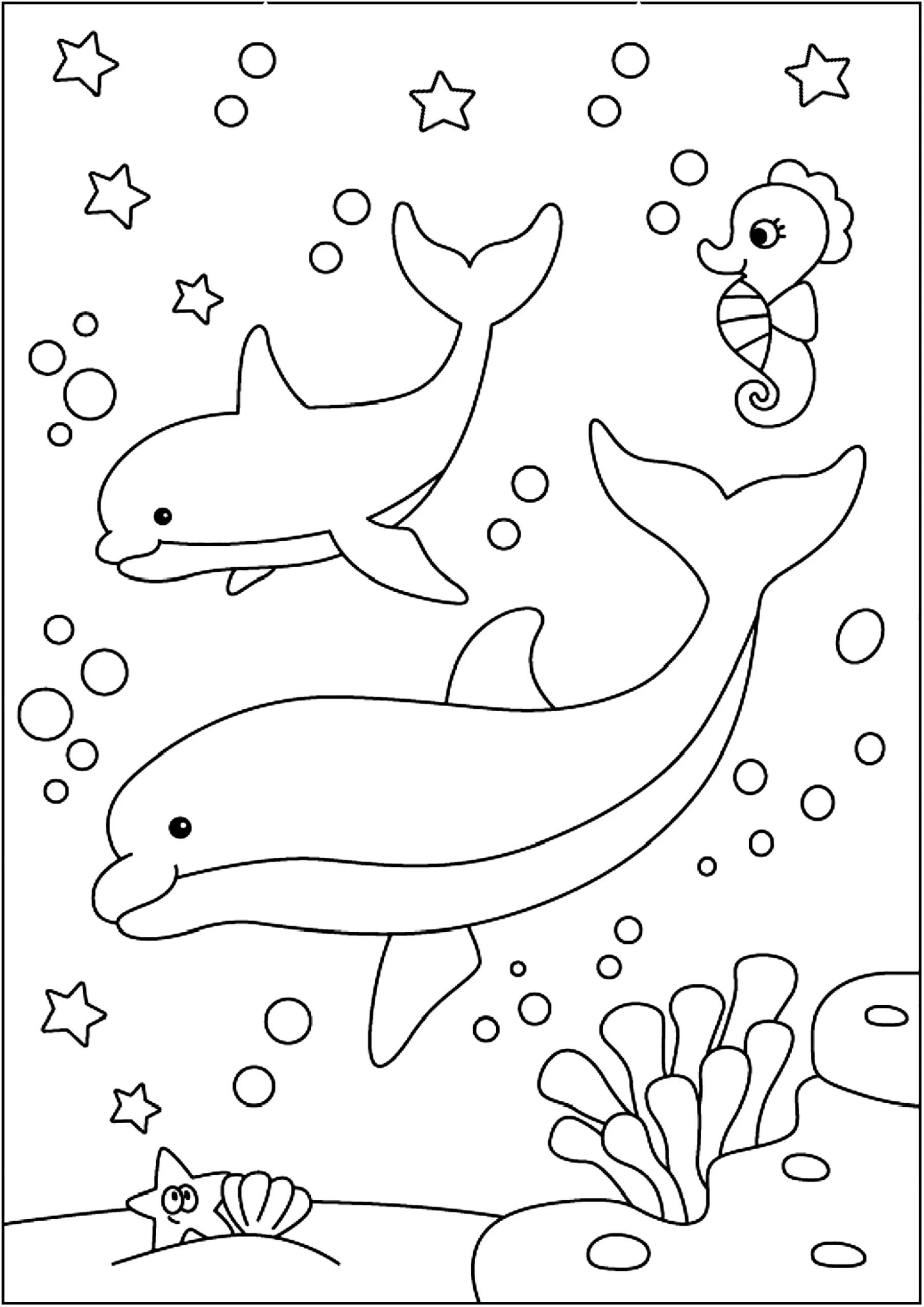 coloriage Dauphin pour enfant de 7 ans