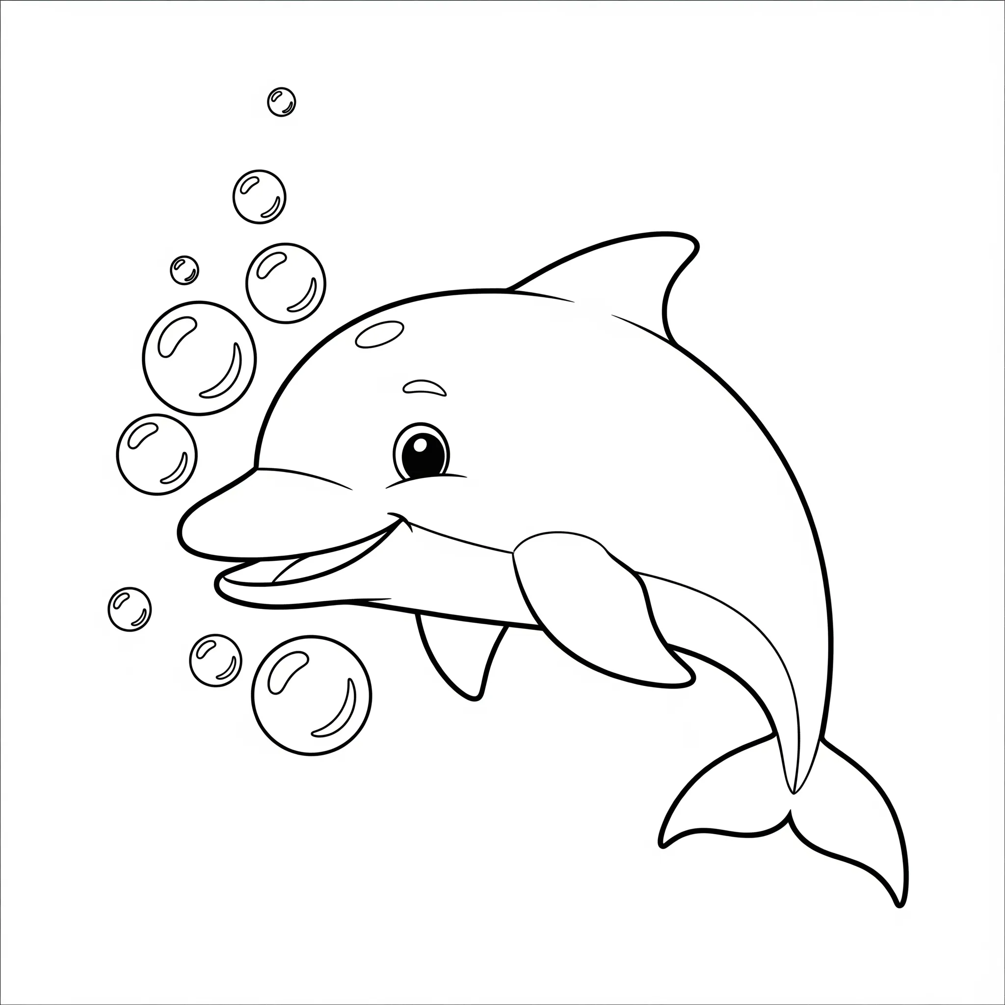 coloriage Dauphin avec des bulles a imprimer