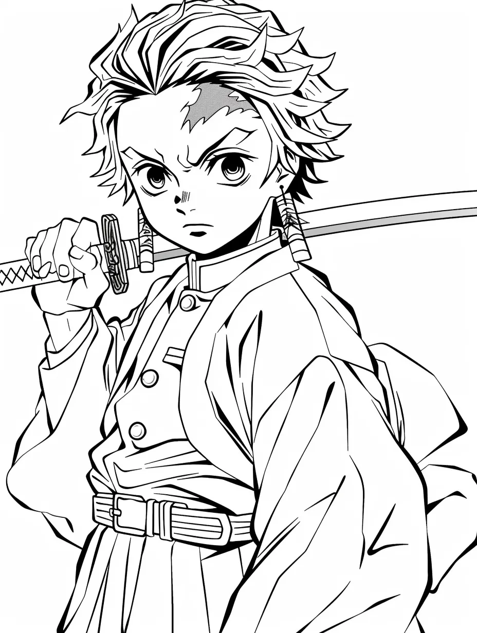 coloriage Demon Slayer pour enfants a imprimer