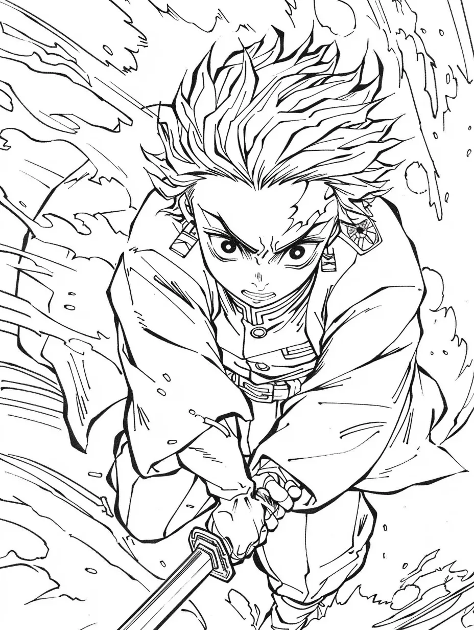 coloriage Demon Slayer pour enfant à imprimer