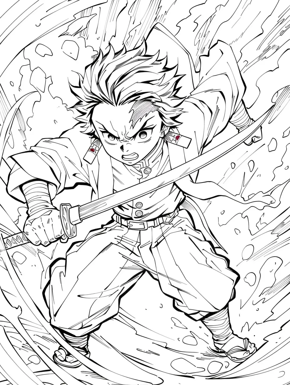 coloriage Demon Slayer d'enfant a imprimer