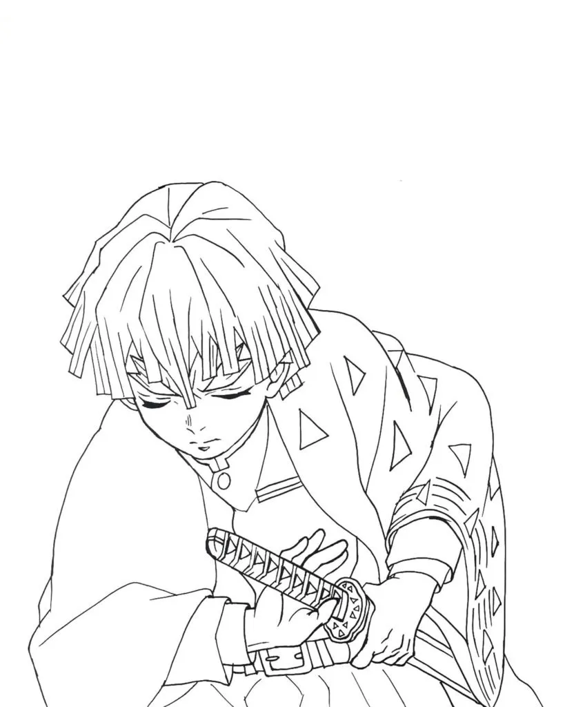 coloriage Demon Slayer et découpage à imprimer