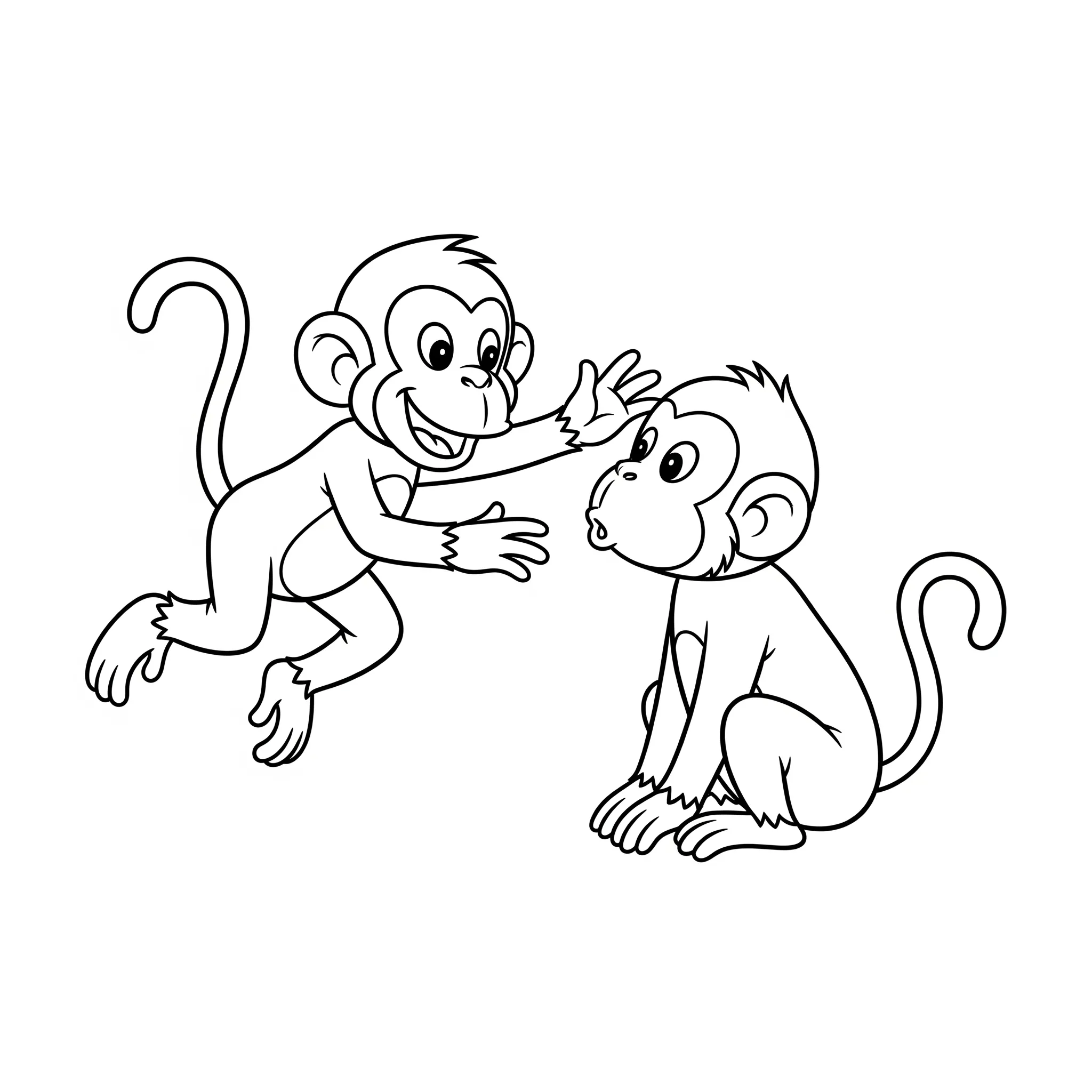 coloriage Deux singes jouant ensemble pour enfant de à imprimer