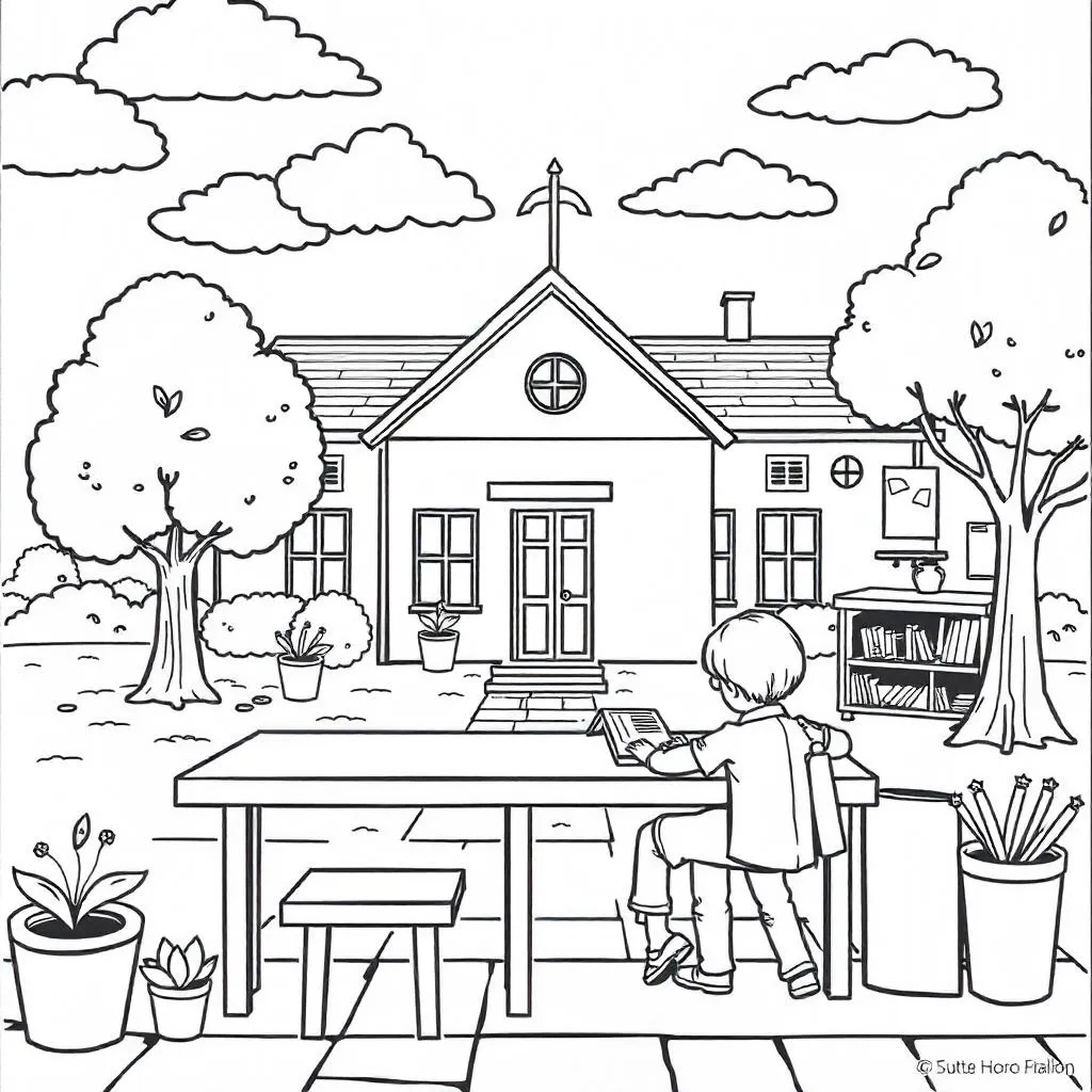 coloriage École à imprimer pour enfant de 9 ans 1