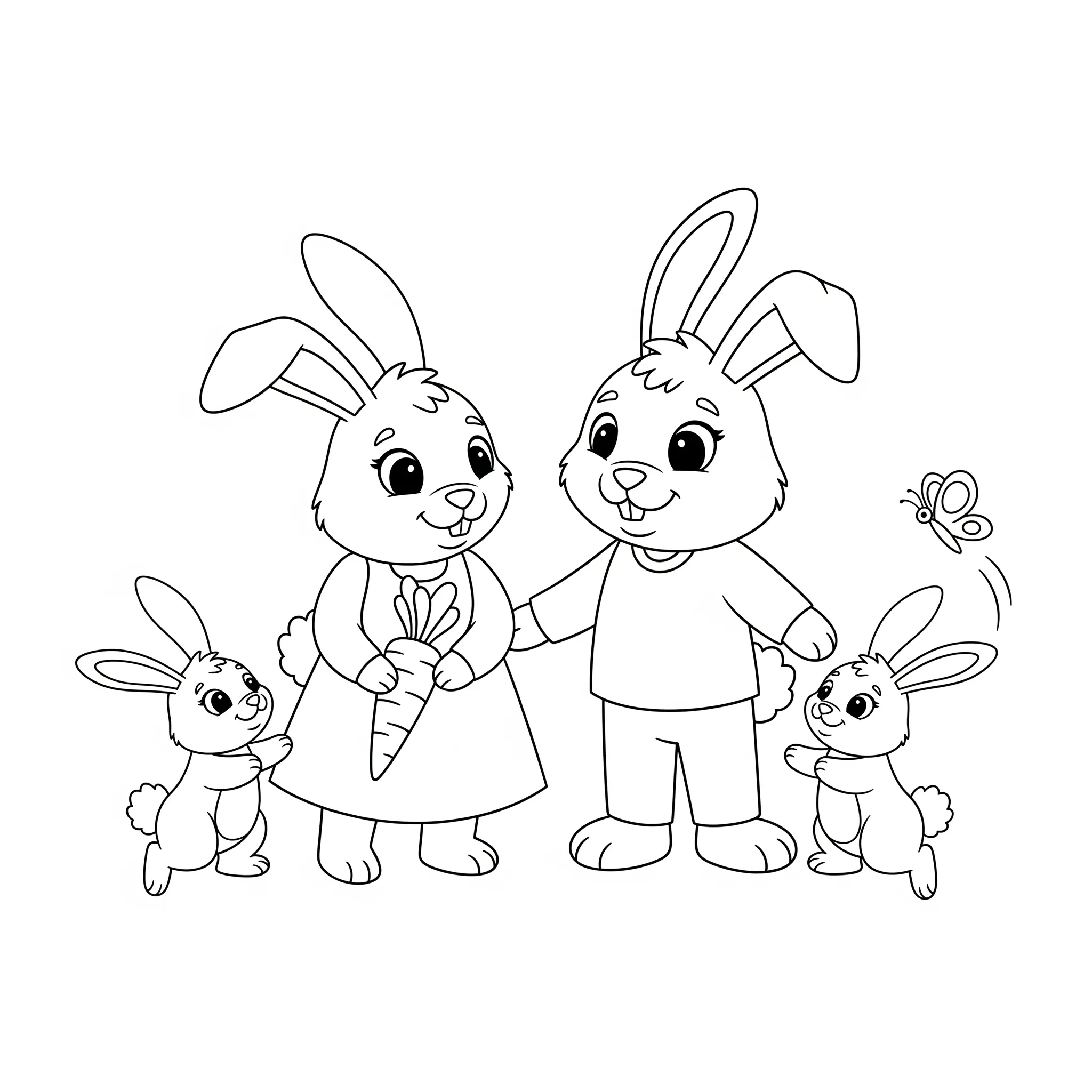 coloriage Famille de Lapins et dessin a imprimer